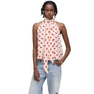 THE KISS LIPS LIPS HALTERNECK TIE TOP
